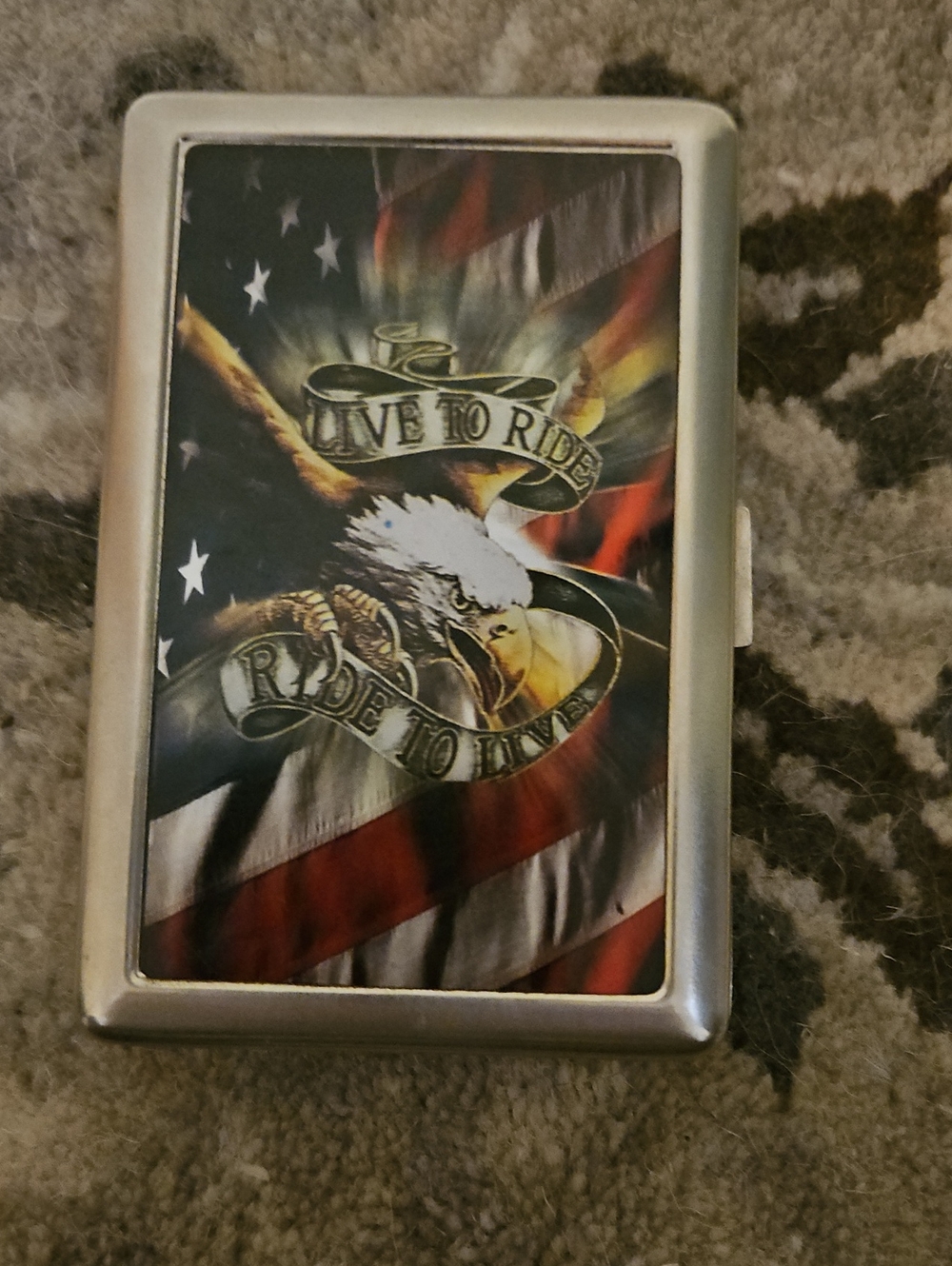 Patriotic Eagle Metal Card Case - Silver Finish